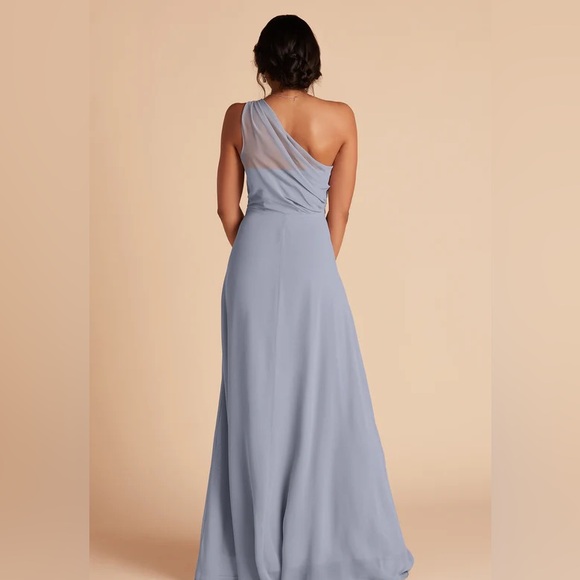 Bridesmaids Dress Unaltered Dusty Blue Chiffon - Picture 2 of 2